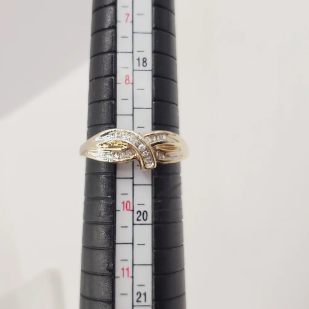 10k Solid Yellow & White Gold Genuine Diamond Band Ring